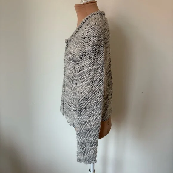 IRO Carene Knotted Boucle Knit Gray Wool Blend Snap Button Jacket Sz FR 40/US 8 - Picture 5 of 12